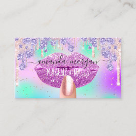 Nails Manicure Makeup Holograaf Lips Glitter Blue Visitekaartje