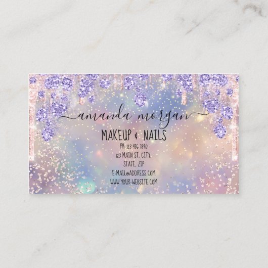 Nails Manicure Makeup Holograaf Lips Glitter Kiss Visitekaartje (Achterkant)