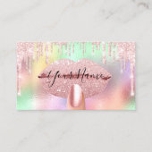 Nails Manicure Makeup Holographic Kiss Lips Roze Visitekaartje (Voorkant)