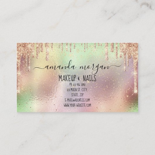 Nails Manicure Makeup Holographic Lips Roos Kiss Visitekaartje (Achterkant)