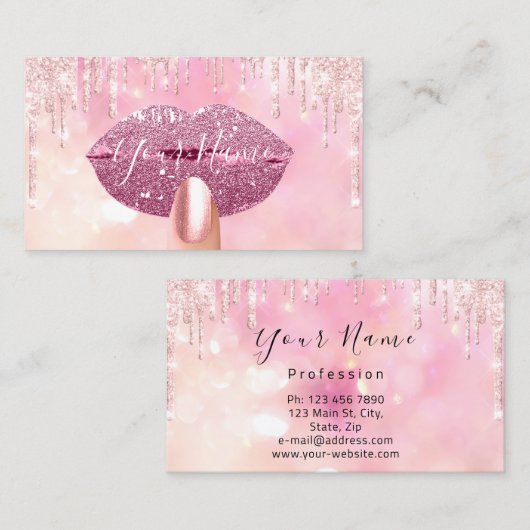 Nails Manicure Makeup roze druppels Visitekaartje (Voorkant / Achterkant)