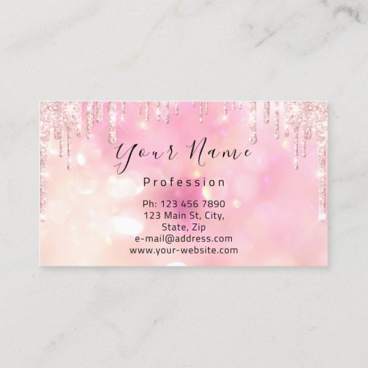 Nails Manicure Makeup roze druppels Visitekaartje (Achterkant)
