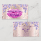 Nails Manicure Makeup roze roze druppels Glitter L Visitekaartje (Voorkant / Achterkant)