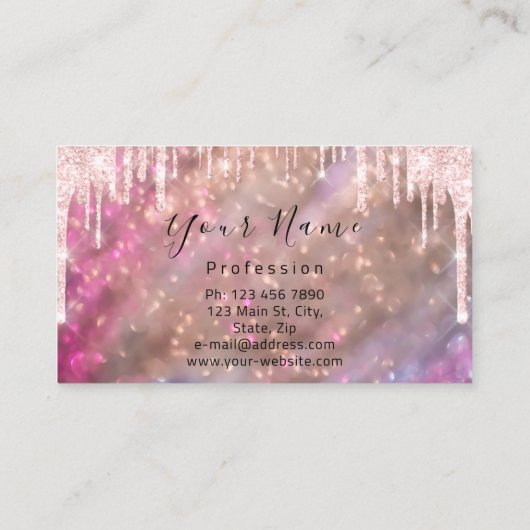 Nails Manicure Makeup roze roze roze druppels kus  Visitekaartje (Achterkant)