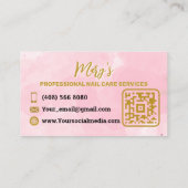 Nails Manicure Minimalistisch Roze met QR-code Visitekaartje (Achterkant)