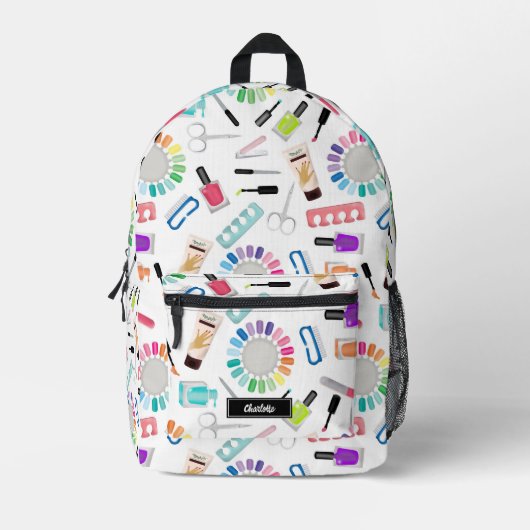 Nails Manicure Pedicure Beauty Makeup Custom Name Bedrukte Rugzak (Voorkant)