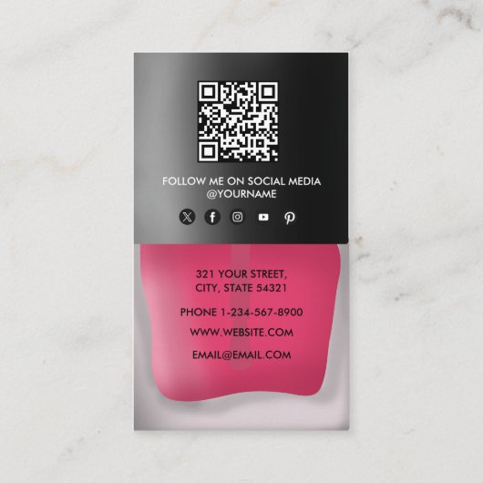 Nails Manicure Pedicure Beauty Nail Artist QR Code Visitekaartje (Achterkant)