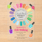 Nails Manicure Pedicure Mani Pedi Girls Birthday Acryl Uitnodigingen (Voorkant)