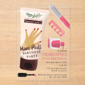 Nails Manicure Pedicure Mani Pedi Girls Birthday Acryl Uitnodigingen (Voorkant)