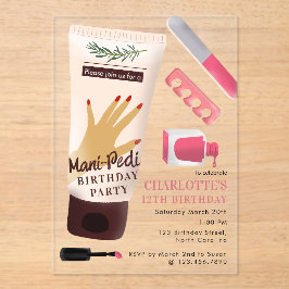 Nails Manicure Pedicure Mani Pedi Girls Birthday Acryl Uitnodigingen