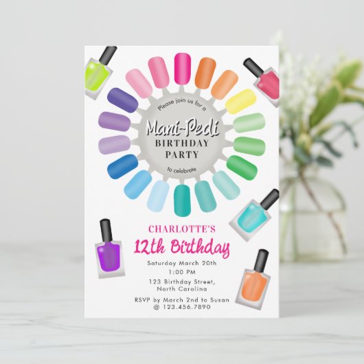 Nails Manicure Pedicure Mani Pedi Girls Birthday Kaart (Staand voorkant)