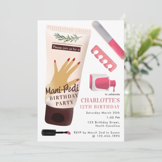 Nails Manicure Pedicure Mani Pedi Girls Birthday Kaart (Staand voorkant)