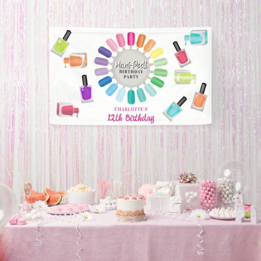 Nails Manicure Pedicure Mani Pedi Girls Birthday Spandoek (Feest)