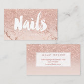 Nails marmering modern typografie blauw roos goud visitekaartje (Voorkant / Achterkant)