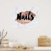 Nails modern lips rose gold typography marble poster (Keuken)