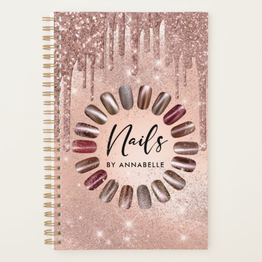 Nails Moderne Roos Gold Glitter-schijven Benoeming Planner (Voorkant)