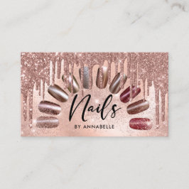 Nails Moderne Roos Gold Glitter-schijven Visitekaartje