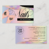 Nails, Nail Tech Holographic Rainbow - Aangepaste  Visitekaartje (Voorkant / Achterkant)
