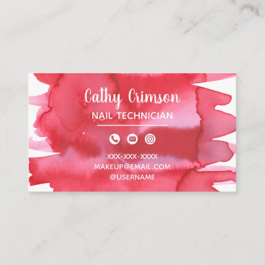 Nails Nail-technicus Waterverf  Visitekaartje (Achterkant)