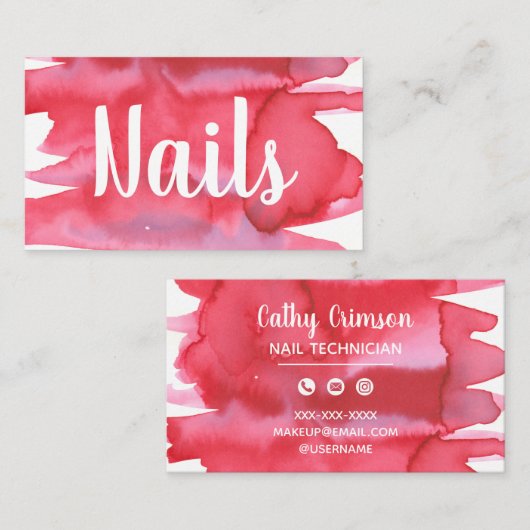 Nails Nail-technicus Waterverf Visitekaartje (Voorkant / Achterkant)