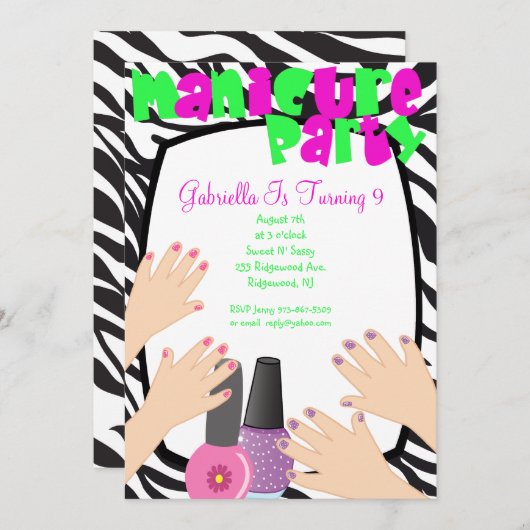 Nails, Nails, Nails Manicure Spa Birthday Party Kaart (Voorkant / Achterkant)