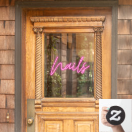 Nails neon sign style cling raamsticker