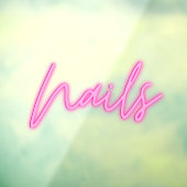 Nails neon sign style cling raamsticker (Vel 3)