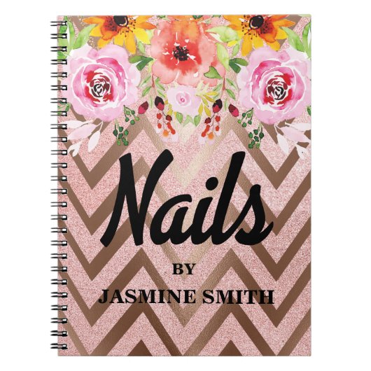 Nails Roos Gold Glitter Appointer Notitieboek (Voorkant)
