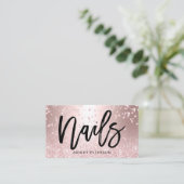 Nails roos goudglitter metallische glans visitekaartje (Staand voorkant)
