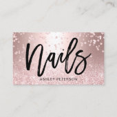 Nails roos goudglitter metallische glans visitekaartje (Voorkant)