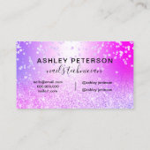 Nails roze chic glitter metallic sparkle confetti visitekaartje (Achterkant)