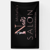 Nails salon aangepaste naam floral glitter roze zw spandoek (Verticaal)