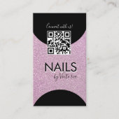 Nails Salon Beauty Artist QR code Faux Glitter Visitekaartje (Voorkant)
