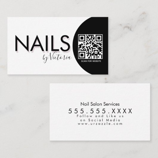 Nails Salon Beauty Artist QR CODE Visitekaartje (Voorkant / Achterkant)