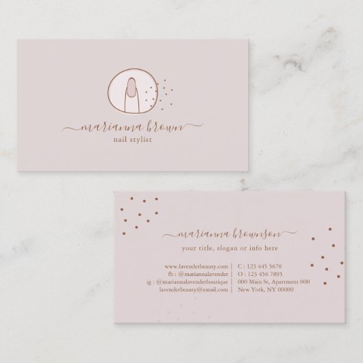 Nails salon girly roze trendy script visitekaartje (Voorkant / Achterkant)