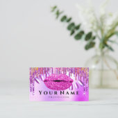 Nails Salon Manicure Drivers Holograaf Lips roze Visitekaartje (Staand voorkant)