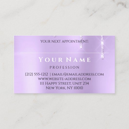 Nails Salon Manicurist Drift Holografisch Paars Visitekaartje (Achterkant)