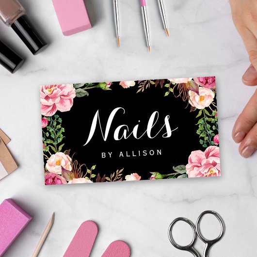 Nails Salon Nail Technicic Romantic Floral Wrap Visitekaartje