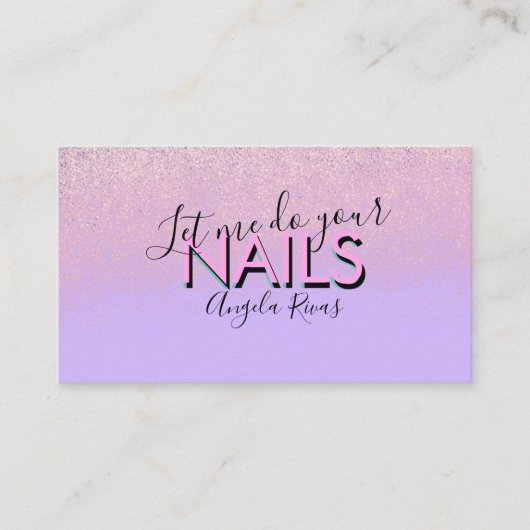 Nails Salon Quote Pink Violet Visitekaartje (Voorkant)