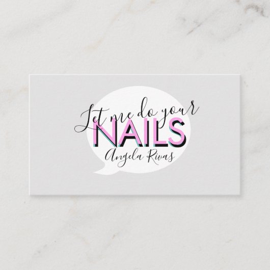 Nails Salon Quote Roze Visitekaartje (Voorkant)