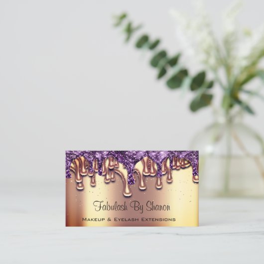 Nails Salon Roos Gold Paarse Drivers Confetti Visitekaartje (Staand voorkant)