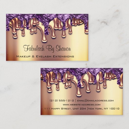 Nails Salon Roos Gold Paarse schijven Visitekaartje (Voorkant / Achterkant)