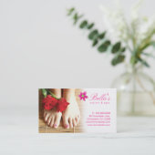 Nails Salon Spa Pedicure Flower Roze Visitekaartje (Staand voorkant)
