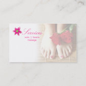 Nails Salon Spa Pedicure Flower Roze Visitekaartje (Achterkant)