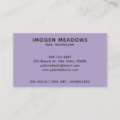 Nails Script Calligraphy Paars Professional Visitekaartje (Achterkant)