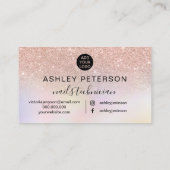 Nails script roos goud glitter chic holographic visitekaartje (Achterkant)