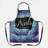 Nails Sparkly Typography Apron Schort (Voorkant)