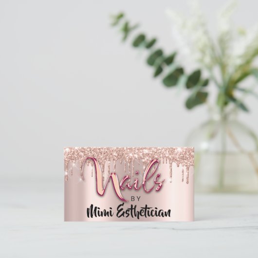 Nails Studio Artist Drift Glitter Roos Gold Visitekaartje (Staand voorkant)