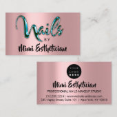 Nails Studio Artist Nails Logo Roos Blauwgroen Visitekaartje (Voorkant / Achterkant)