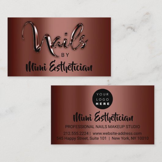 Nails Studio Artist Nails Logo Script Brown VIP Visitekaartje (Voorkant / Achterkant)